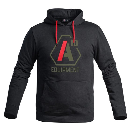 Hoodie A10 noir logos vert...